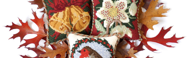 Needlepoint christmas shop pillows