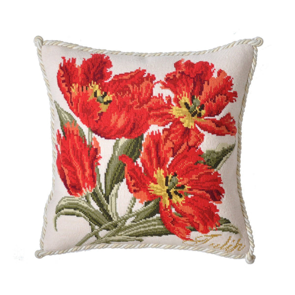 Coral Needlepoint Pillow, Left Side – English Traditions