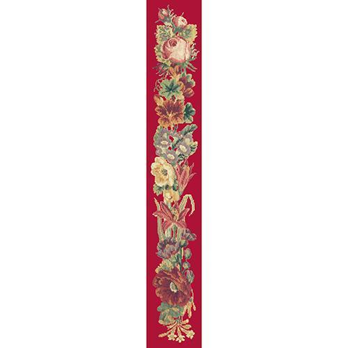 Victorian Flower Bell Pull Needlepoint Kit Elizabeth Bradley Design Bright Red 