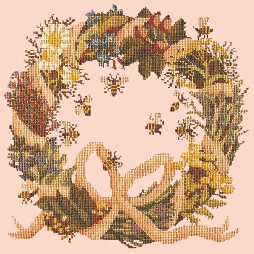 Wreath of Herbs Needlepoint Kit Elizabeth Bradley Design Salmon Pink 