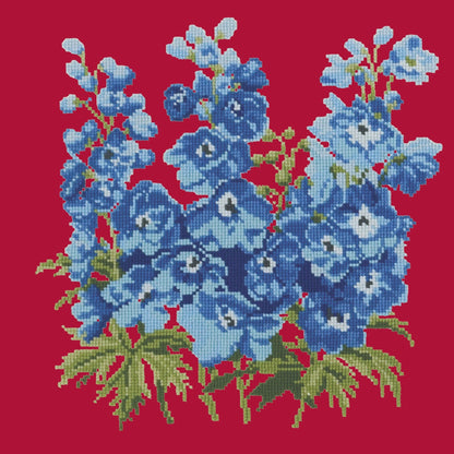 Delphinium Needlepoint Kit Elizabeth Bradley Design Bright Red 