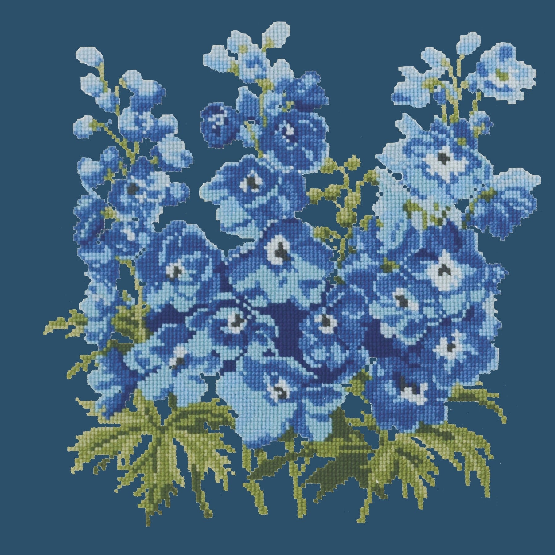 Delphinium Needlepoint Kit Elizabeth Bradley Design Dark Blue 