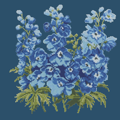 Delphinium Needlepoint Kit Elizabeth Bradley Design Dark Blue 