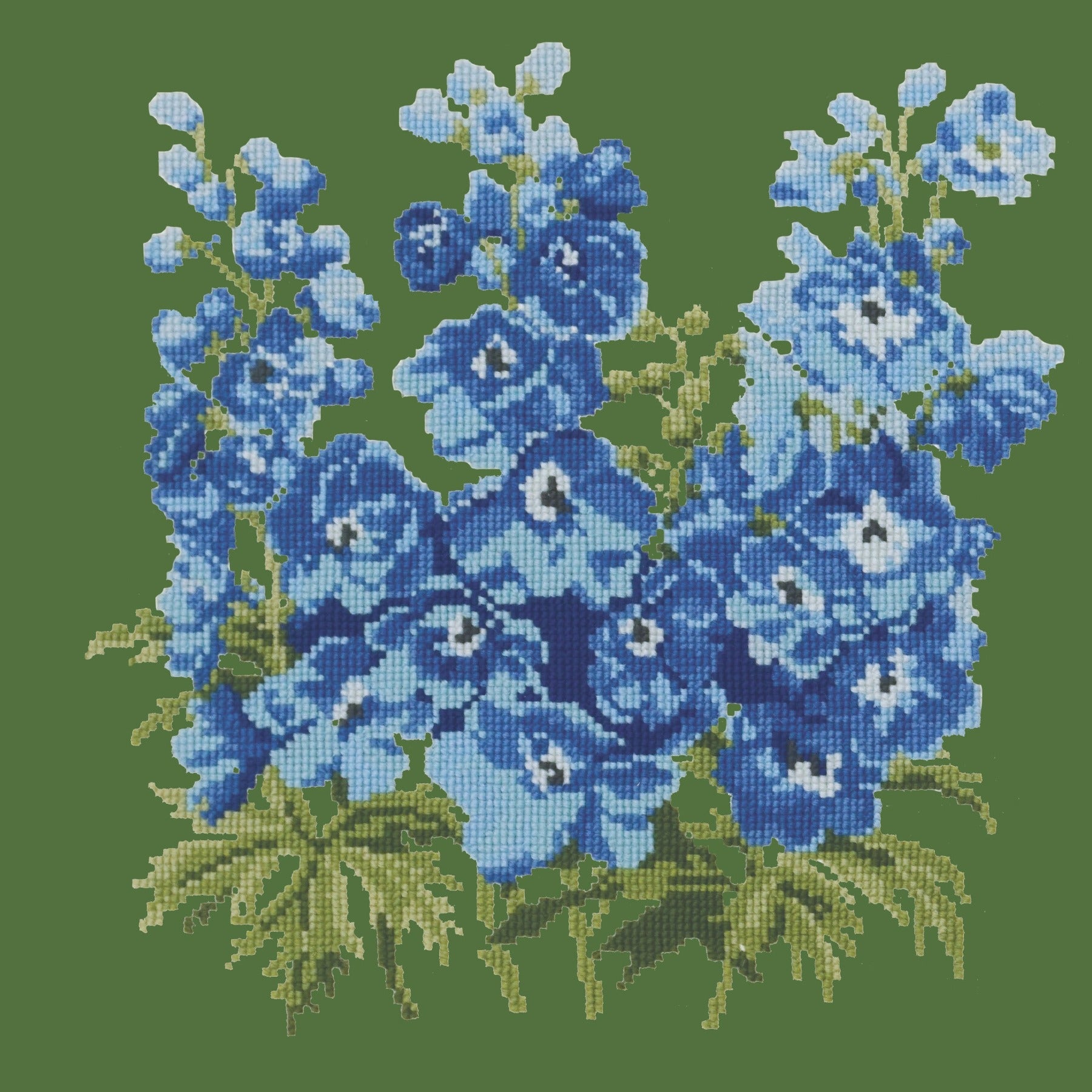 Delphinium Needlepoint Kit Elizabeth Bradley Design Dark Green 