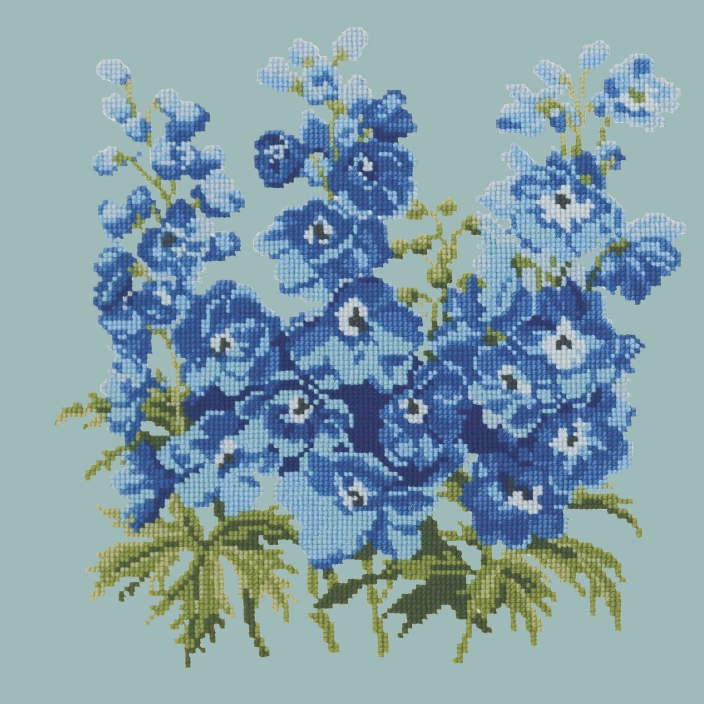 Delphinium Needlepoint Kit Elizabeth Bradley Design Pale Blue 