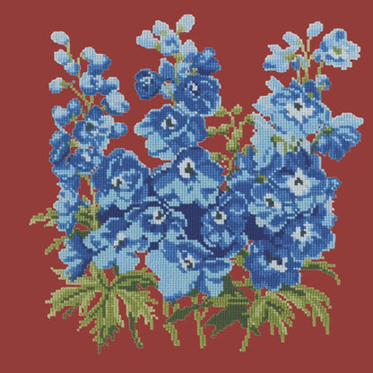 Delphinium Needlepoint Kit Elizabeth Bradley Design Dark Red 