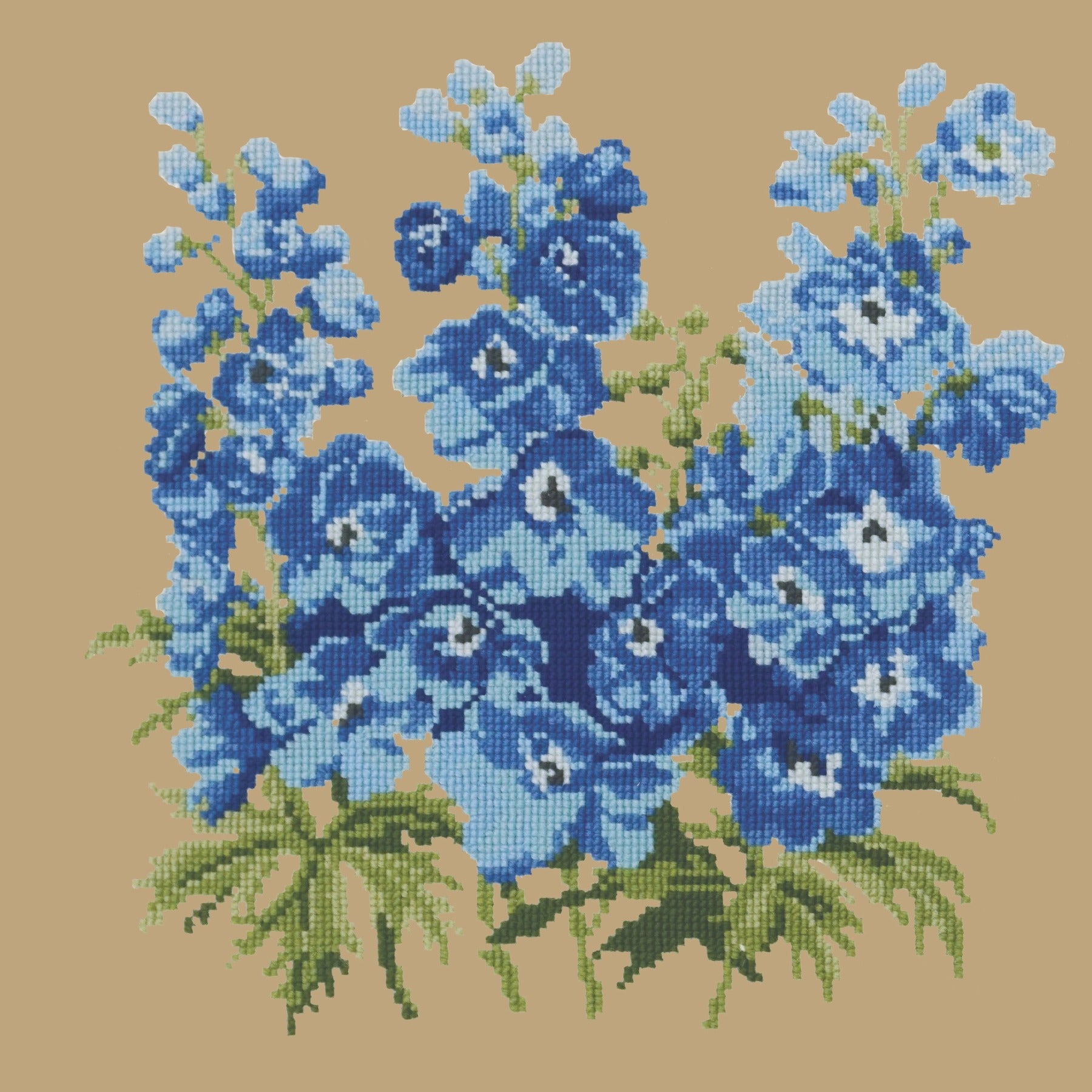 Delphinium Needlepoint Kit Elizabeth Bradley Design Sand 