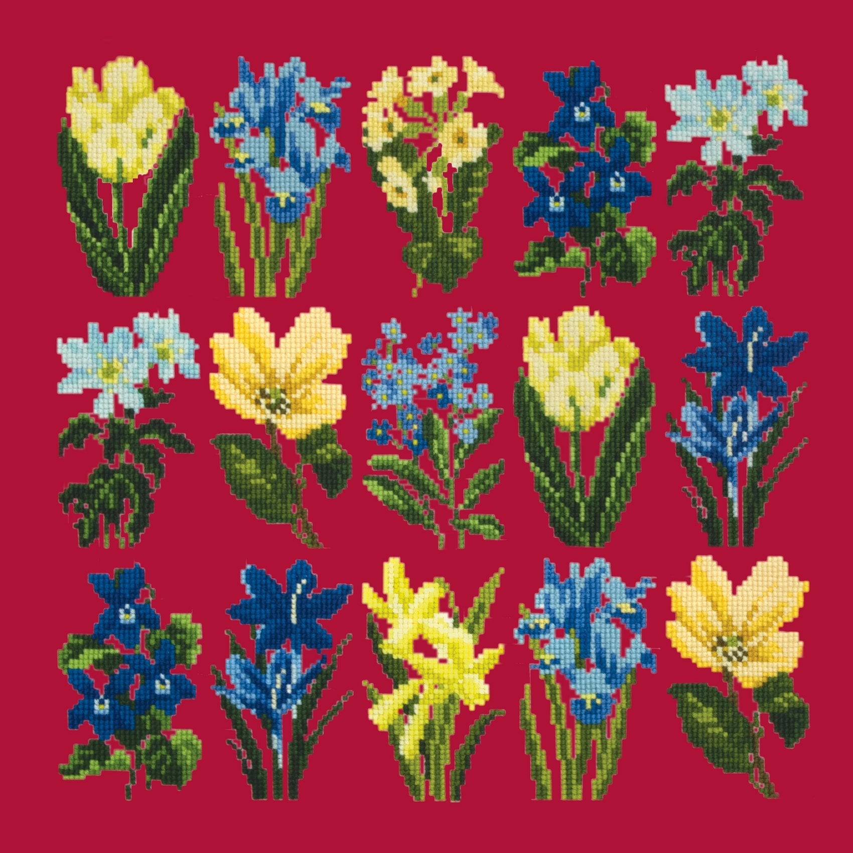 Millefleur Spring Needlepoint Kit Elizabeth Bradley Design Bright Red 