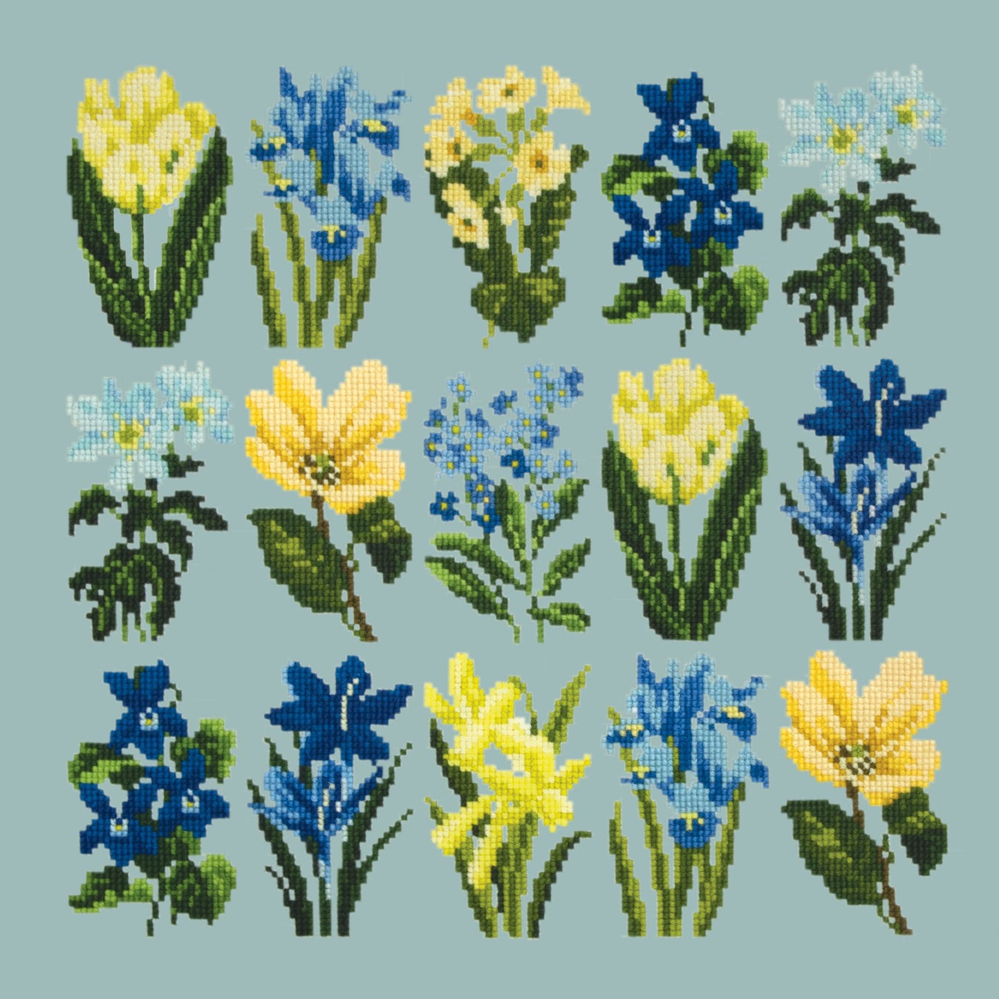 Millefleur Spring Needlepoint Kit Elizabeth Bradley Design Pale Blue 