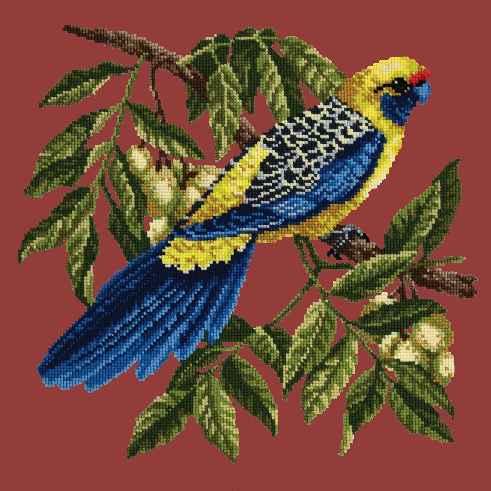 Rosella Needlepoint Kit Elizabeth Bradley Design Dark Red 