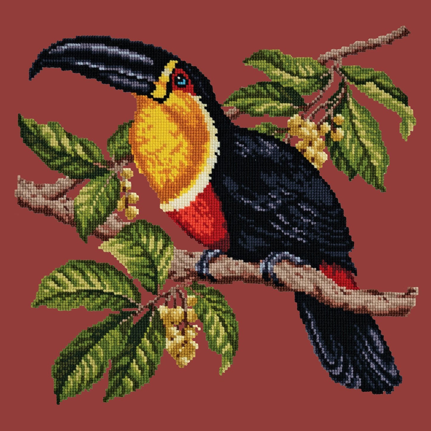 Toucan Needlepoint Kit Elizabeth Bradley Design Dark Red 