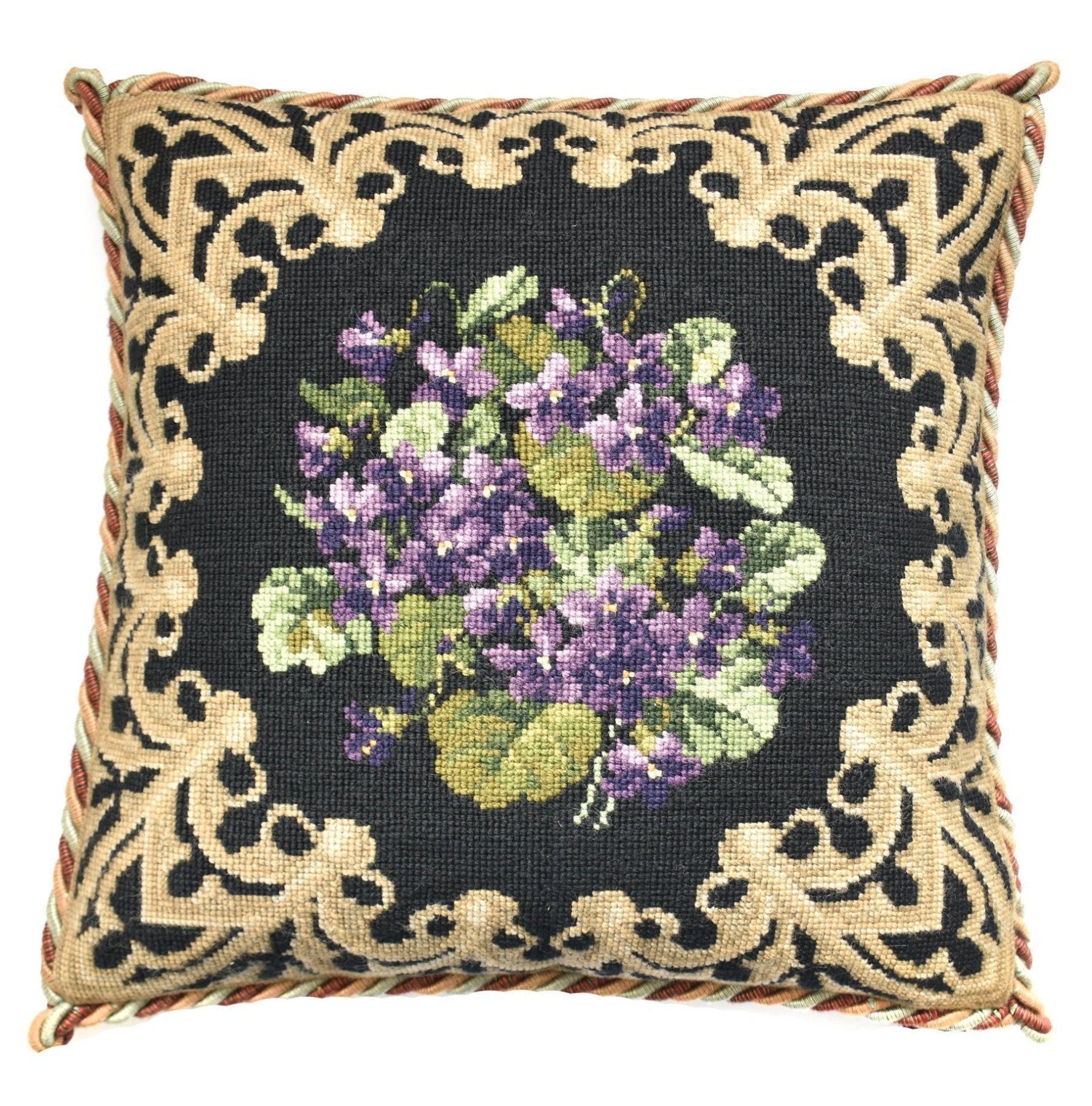 A Posy of Violets Needlepoint Kit Elizabeth Bradley Design Black 