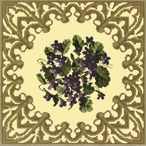 A Posy of Violets Needlepoint Kit Elizabeth Bradley Design Butter Yellow 