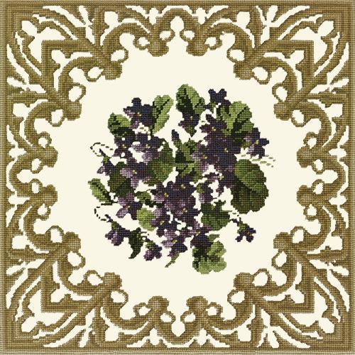 A Posy of Violets Needlepoint Kit Elizabeth Bradley Design Winter White 