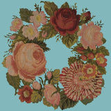 A Wreath of Roses Needlepoint Kit Elizabeth Bradley Design Duck Egg Blue 