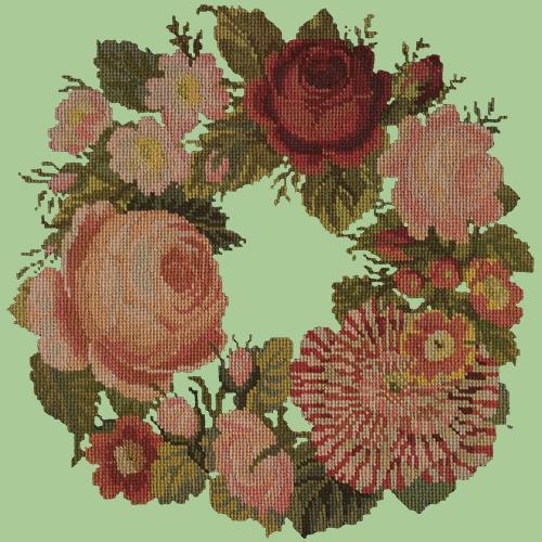 A Wreath of Roses Needlepoint Kit Elizabeth Bradley Design Pale Green 