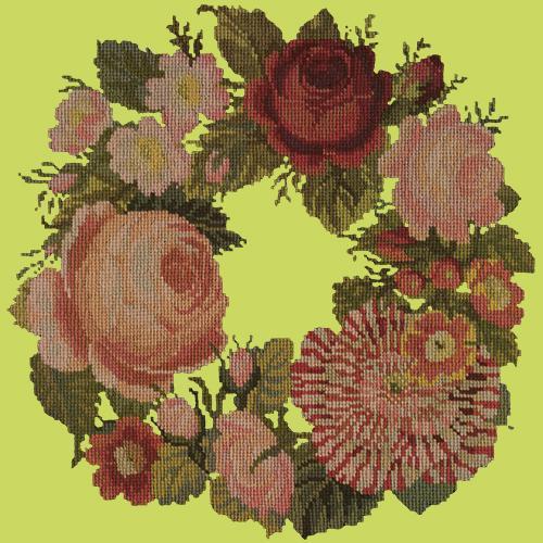 A Wreath of Roses Needlepoint Kit Elizabeth Bradley Design Pale Lime 