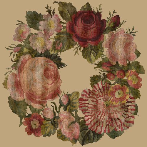 A Wreath of Roses Needlepoint Kit Elizabeth Bradley Design Sand 