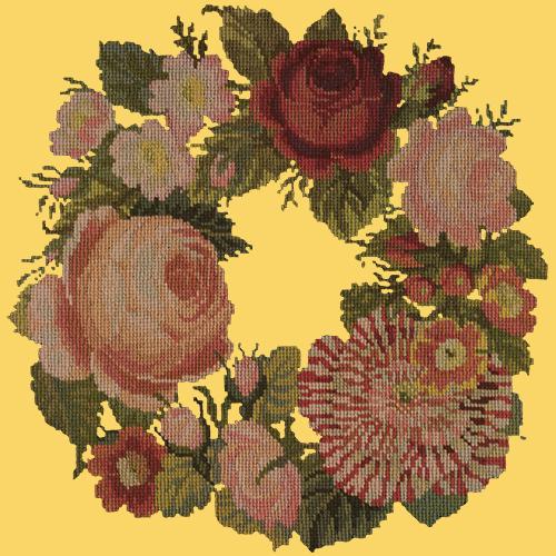 A Wreath of Roses Needlepoint Kit Elizabeth Bradley Design Sunflower Yellow 