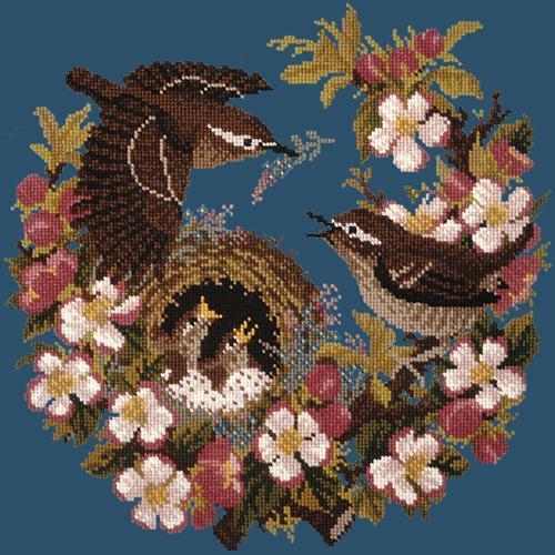 Apple Blossom Needlepoint Kit Elizabeth Bradley Design Dark Blue 