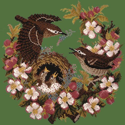 Apple Blossom Needlepoint Kit Elizabeth Bradley Design Dark Green 