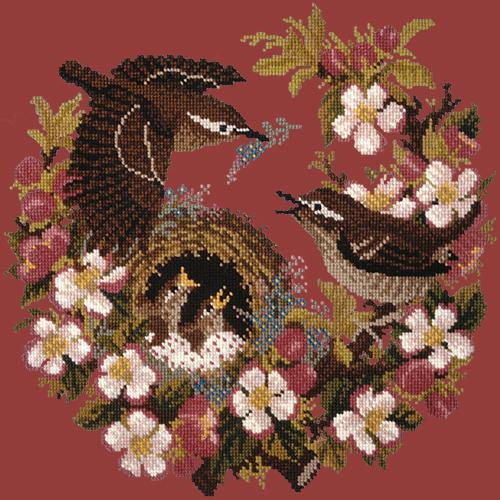 Apple Blossom Needlepoint Kit Elizabeth Bradley Design Dark Red 