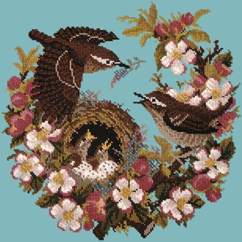 Apple Blossom Needlepoint Kit Elizabeth Bradley Design Duck Egg Blue 