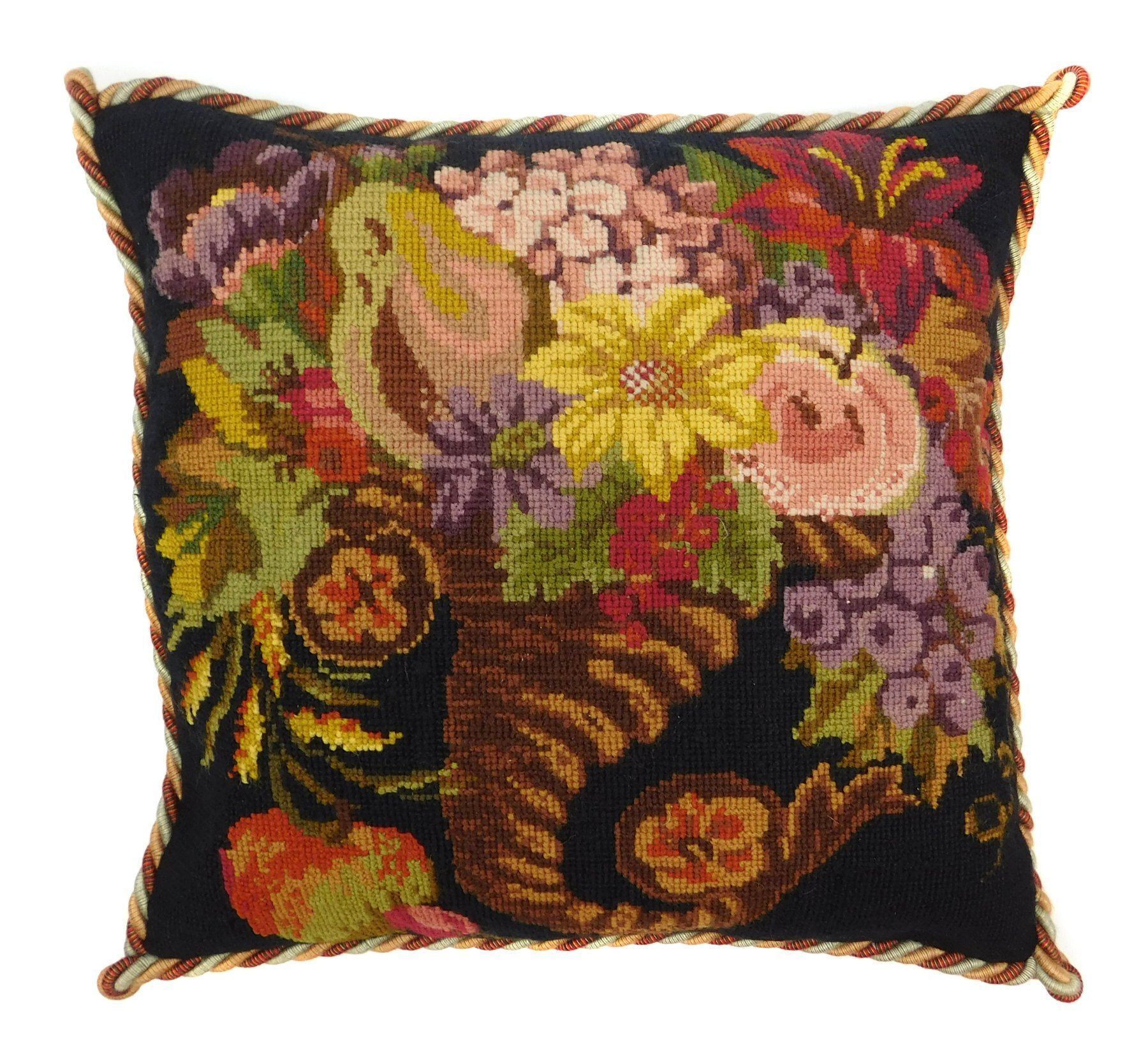 Autumn Cornucopia Needlepoint Kit Elizabeth Bradley Design Black 
