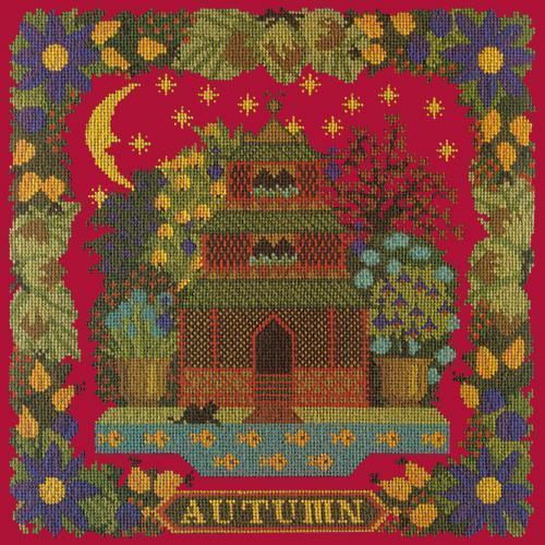 Autumn Sampler Needlepoint Kit Elizabeth Bradley Design Bright Red 