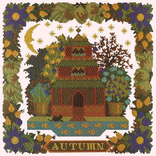 Autumn Sampler Needlepoint Kit Elizabeth Bradley Design Cream 