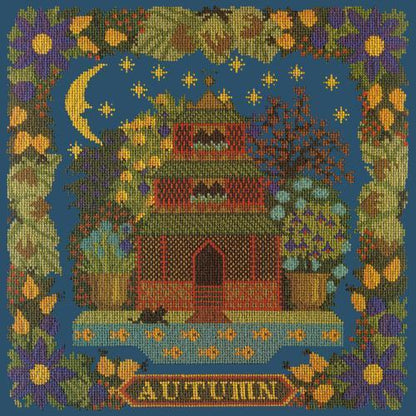 Autumn Sampler Needlepoint Kit Elizabeth Bradley Design Dark Blue 