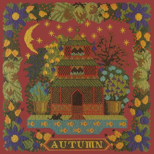 Autumn Sampler Needlepoint Kit Elizabeth Bradley Design Dark Red 