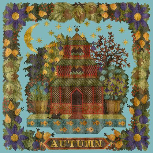 Autumn Sampler Needlepoint Kit Elizabeth Bradley Design Duck Egg Blue 