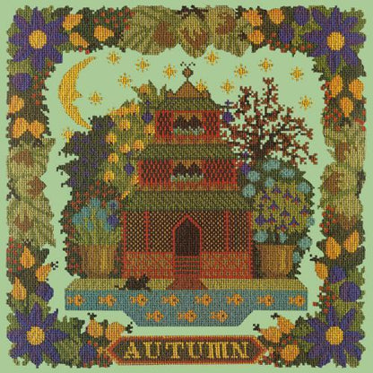 Autumn Sampler Needlepoint Kit Elizabeth Bradley Design Pale Green 