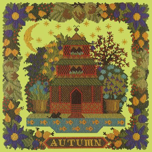 Autumn Sampler Needlepoint Kit Elizabeth Bradley Design Pale Lime 