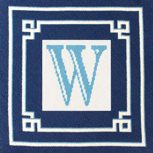 Blue Greek Key Pillow Needlepoint Kit Needlepoint To Go 