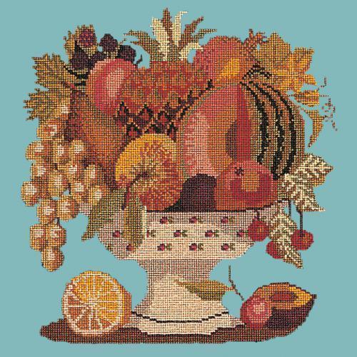 Bowl of Fruit Needlepoint Kit Elizabeth Bradley Design Duck Egg Blue 