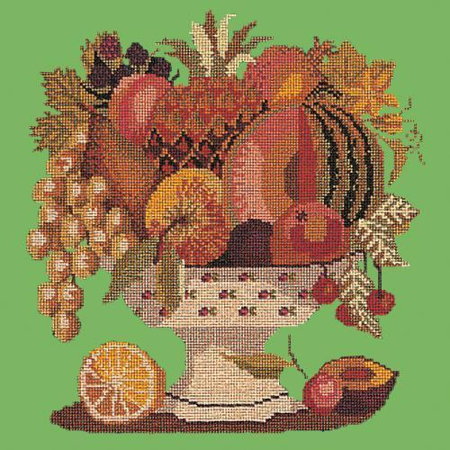 Bowl of Fruit Needlepoint Kit Elizabeth Bradley Design Grass Green 