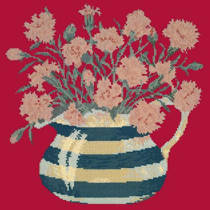 Carnation Jug Needlepoint Kit Elizabeth Bradley Design Bright Red 