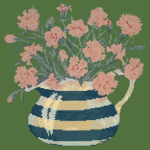 Carnation Jug Needlepoint Kit Elizabeth Bradley Design Dark Green 