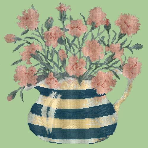 Carnation Jug Needlepoint Kit Elizabeth Bradley Design Pale Green 