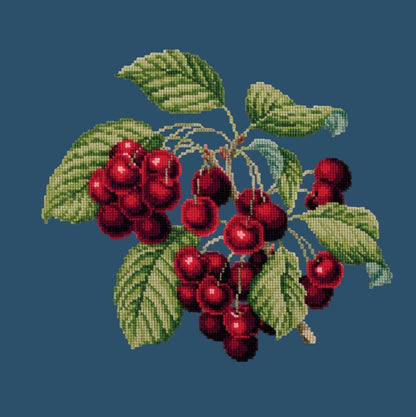 Cherries Needlepoint Kit Elizabeth Bradley Design Dark Blue 