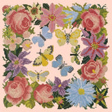 Clematis, Rose, and Butterflies Needlepoint Kit Elizabeth Bradley Design Salmon Pink 