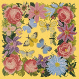 Clematis, Rose, and Butterflies Needlepoint Kit Elizabeth Bradley Design Sunflower Yellow 