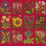 Cottage Garden Favourites Needlepoint Kit Elizabeth Bradley Design Bright Red 