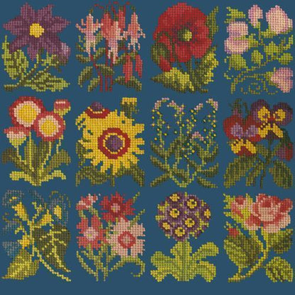 Cottage Garden Favourites Needlepoint Kit Elizabeth Bradley Design Dark Blue 