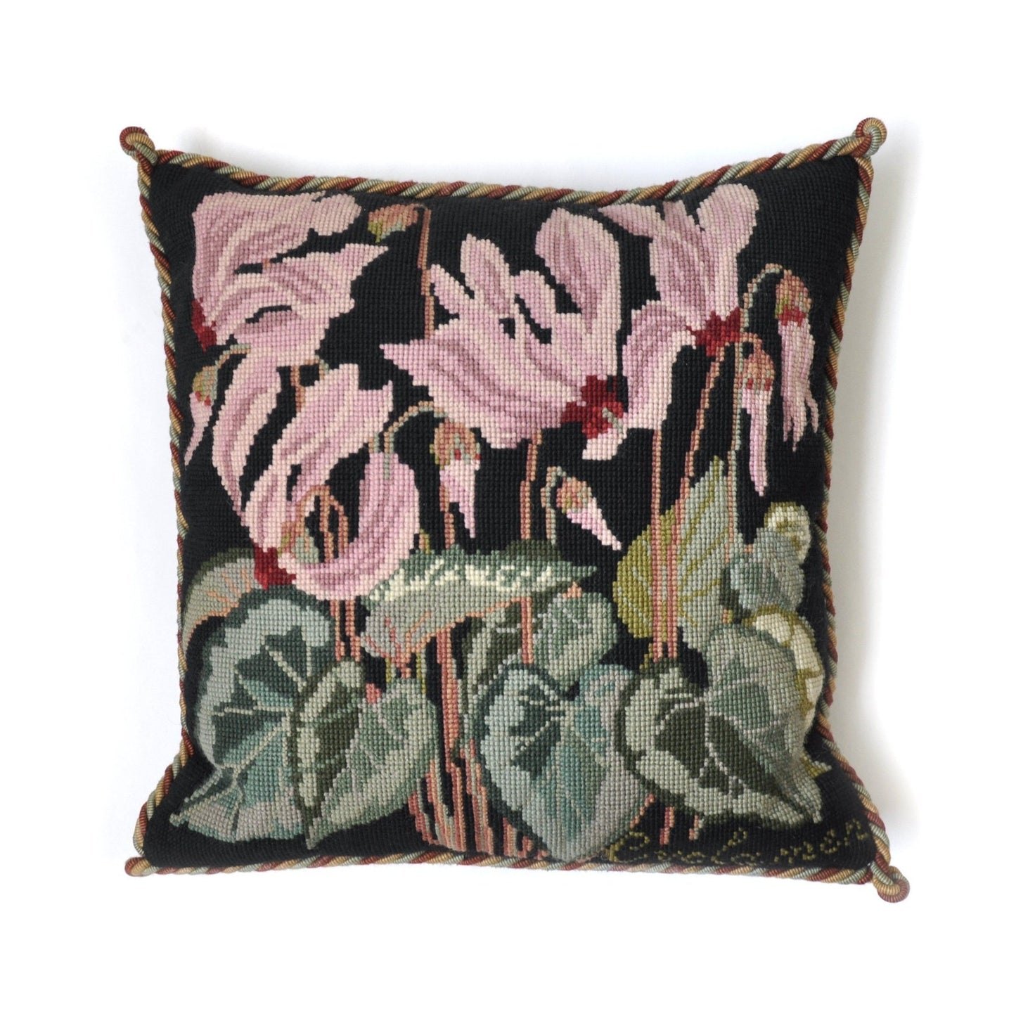 Cyclamen Needlepoint Kit Elizabeth Bradley Design Black 