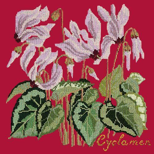 Cyclamen Needlepoint Kit Elizabeth Bradley Design Bright Red 