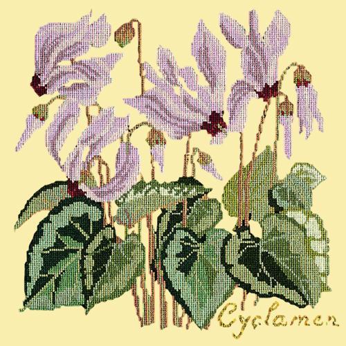 Cyclamen Needlepoint Kit Elizabeth Bradley Design Butter Yellow 