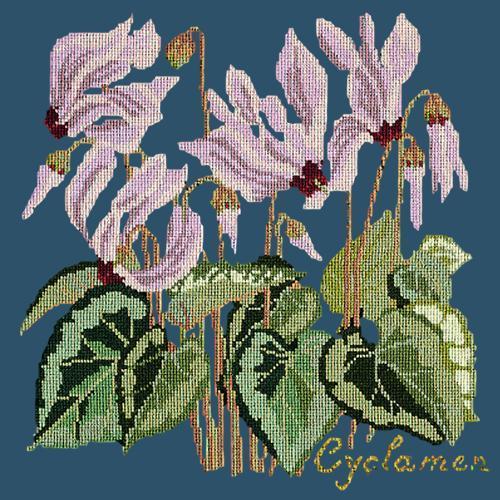 Cyclamen Needlepoint Kit Elizabeth Bradley Design Dark Blue 